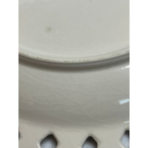 12" Ivory Floral Serving Plate Reticulated Edges French Country Made In Japan - Picture 6 of 7